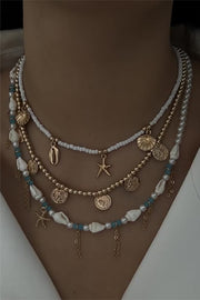 Holiday Style Conch and Starfish Stacking Necklace