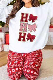 Christmas Letter Bow Loose Casual Long-sleeved Sweatshirt