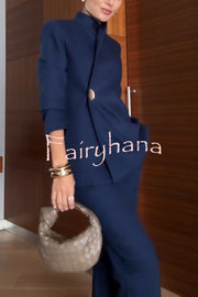 Exquisite and Fashionable Stand Lapel Neck Metal Button Long Sleeve Blazer
