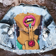 Halloween Print Long Sleeve Denim Jacket
