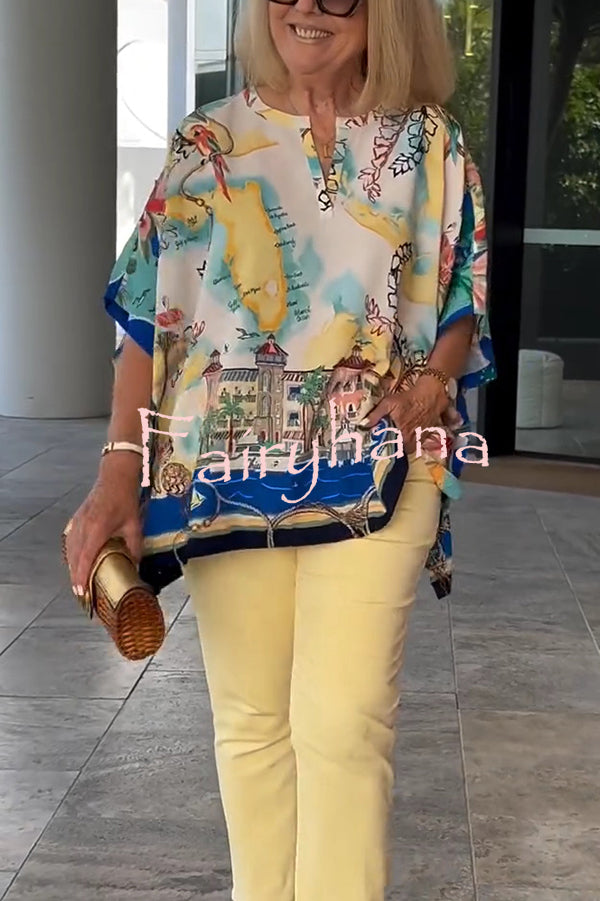 Unique Printed Casual Half Sleeve Loose Top