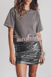 The Perfect Match Glitter Fabric Ruched Elastic Waist Mini Skirt