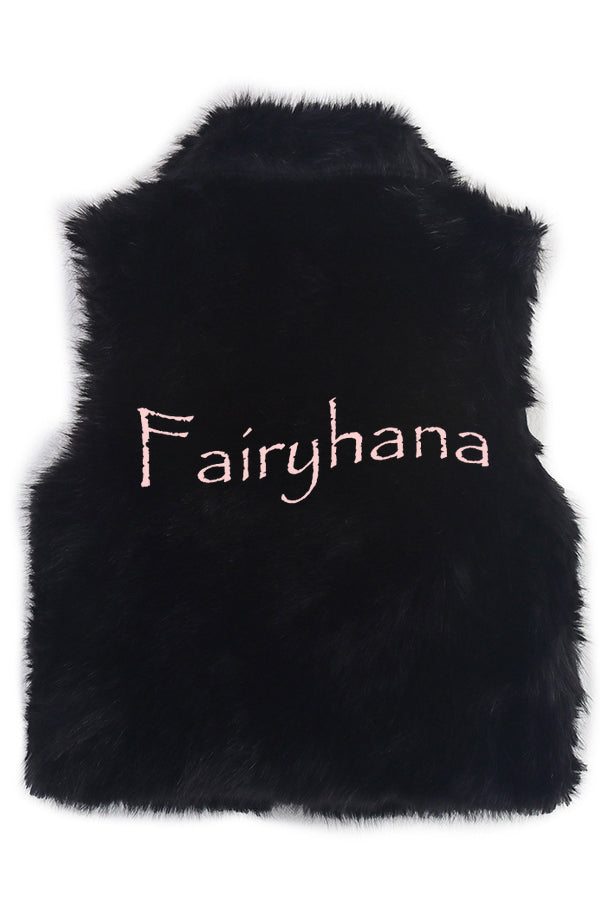 Stylish Collared Sleeveless Short Faux Fur Vest