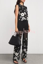 Fashionable Hollow Crochet Sleeveless Round Neck Knitted Vest