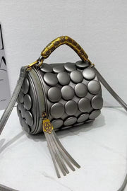 Cylindrical Classic Button Handmade Shoulder Bag