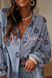 Fashionable Embroidered Floral Casual Long-Sleeved Loose Top