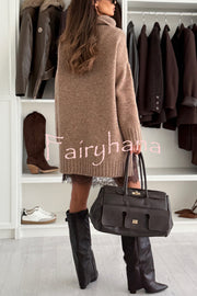 Breezy City Knit Turtleneck Long Sleeve Relaxed Sweater