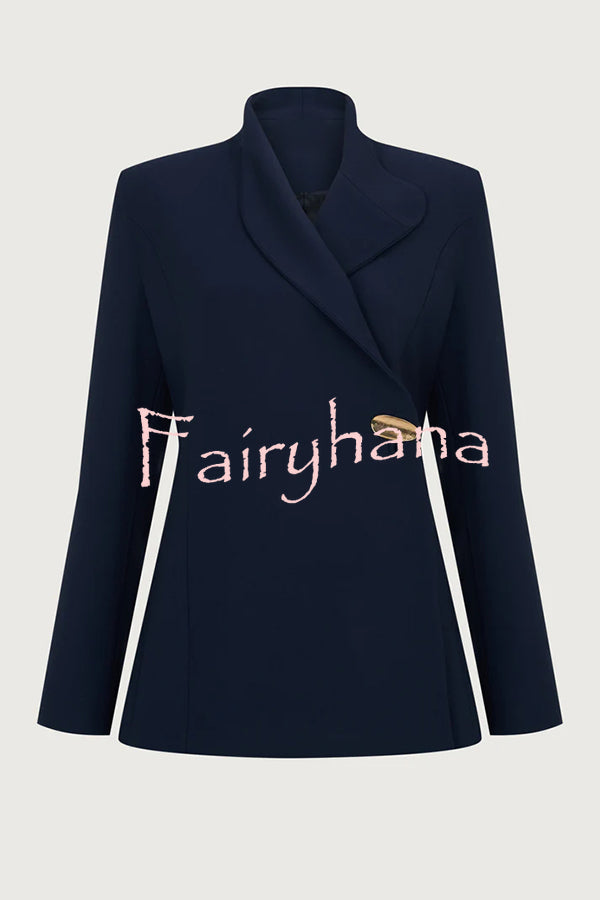 Exquisite and Fashionable Stand Lapel Neck Metal Button Long Sleeve Blazer