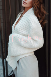 Retro V-neck Long-sleeved Sexy Hollow Loose Knitted Cardigan