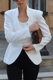 Solid Color Lapel Long Sleeve Casual Button Blazer