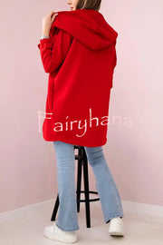 Solid Color Loose Hooded Zip-up Casual Sports Jacket