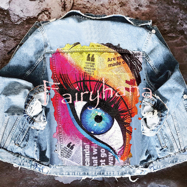Halloween Print Long Sleeve Denim Jacket