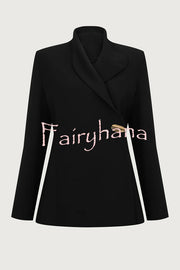 Exquisite and Fashionable Stand Lapel Neck Metal Button Long Sleeve Blazer