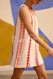 Unique Printed Round Neck Sleeveless Casual Loose Mini Dress