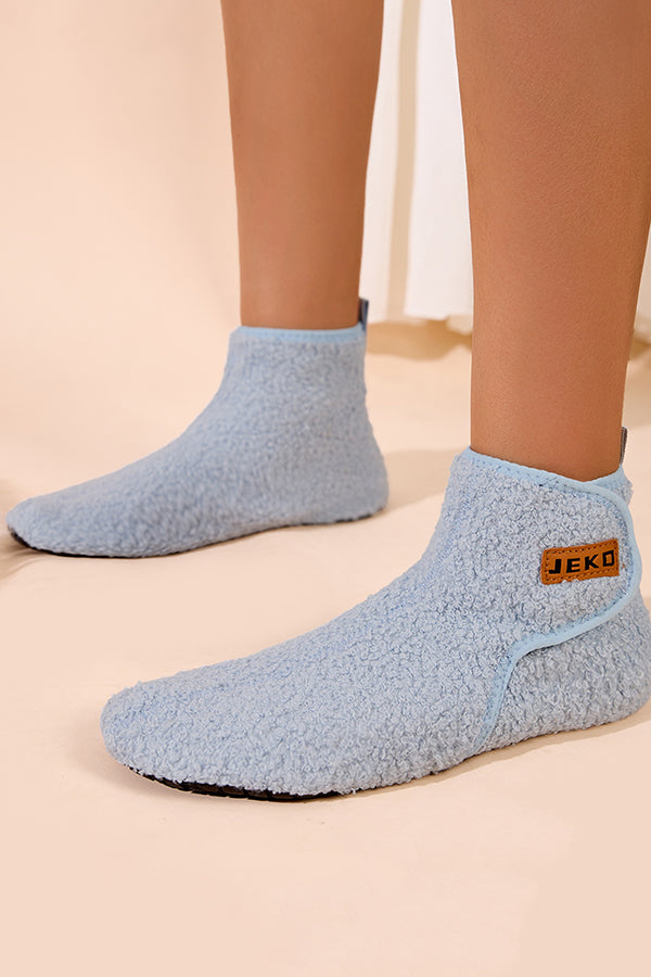 Fashionable Velcro Home Non-slip Plush Warm Snow Boots