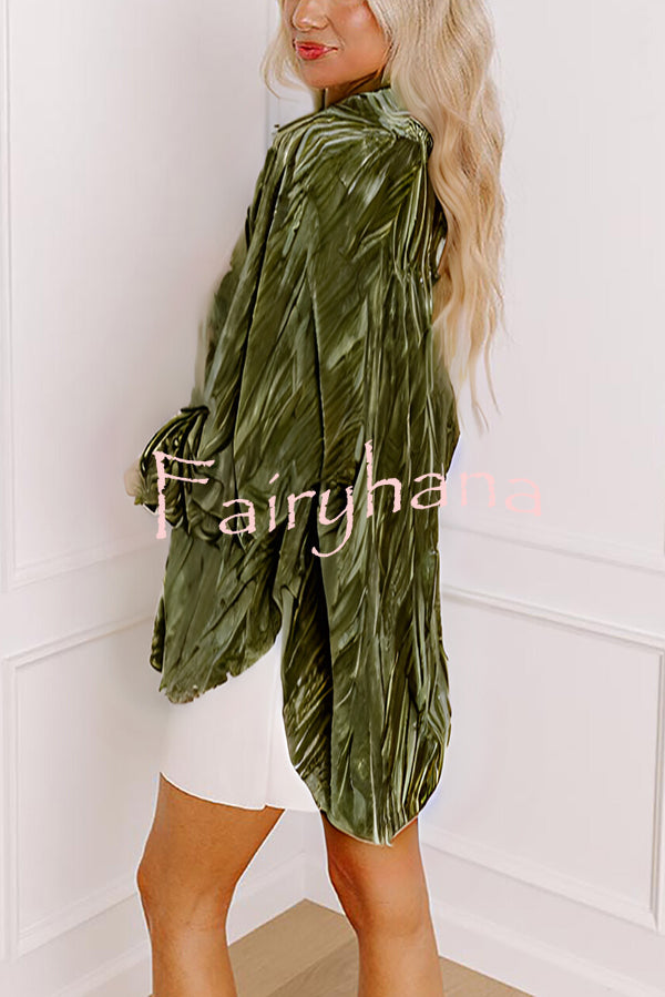 Solid Color Velvet Light-sensitive Drape Loose Shirt