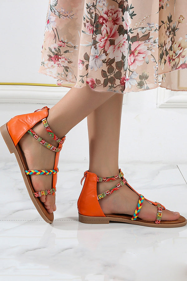 Bohemian Ethnic Style Patchwork Flat Sandals