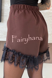 Amazing Items Lace Trim High Rise Elastic Waist Loose Mini Shorts