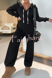 Cozy Days Long Sleeve Pocket Hooded Drawstring Jumpsuit