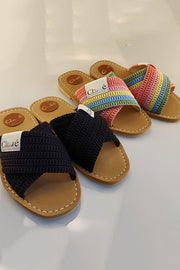 Holiday Cross Strap Woven Slippers