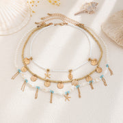 Holiday Style Conch and Starfish Stacking Necklace