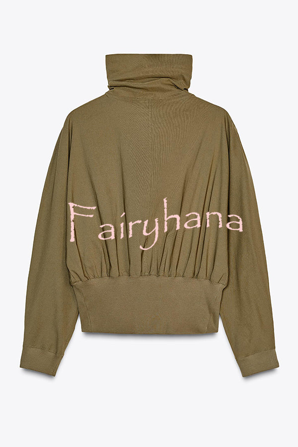 Fashionable High-neck Long-sleeved Zippered Simple Jacket
