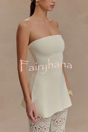 Anette Bandage Knit Strapless Stretch A-line Midi Top