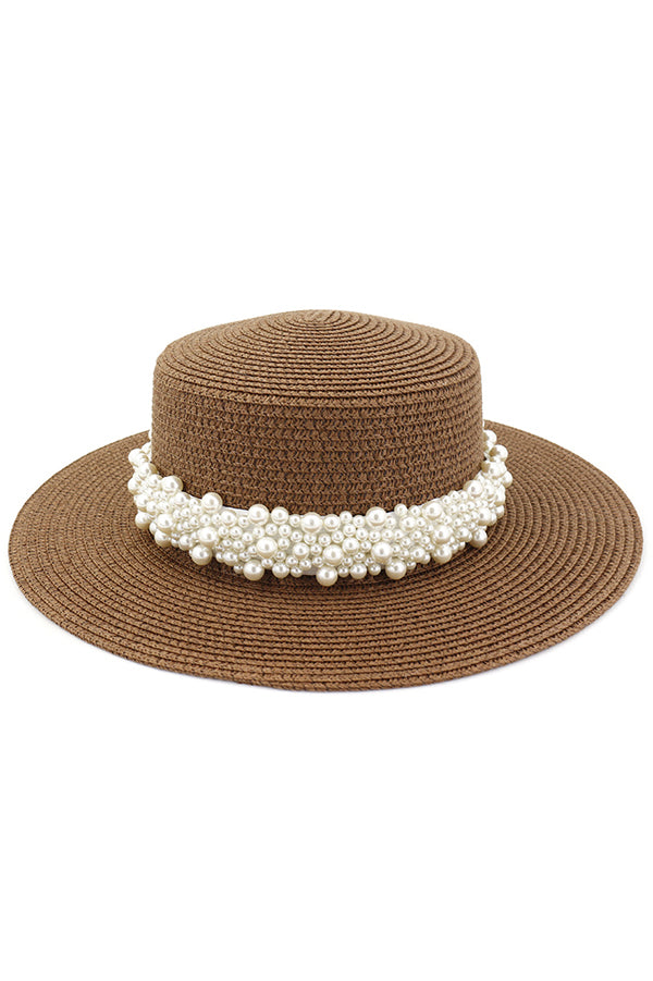 Pearl Embellished Beach Hat