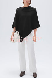 Women Cashmere Knit Shrug Bolero Side Button Detail Lightweight Shawl  Poncho