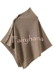 Women Cashmere Knit Shrug Bolero Side Button Detail Lightweight Shawl  Poncho