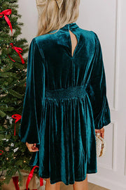 Solid Color Velvet Sexy Hollow Waist Long Sleeve Mini Dress