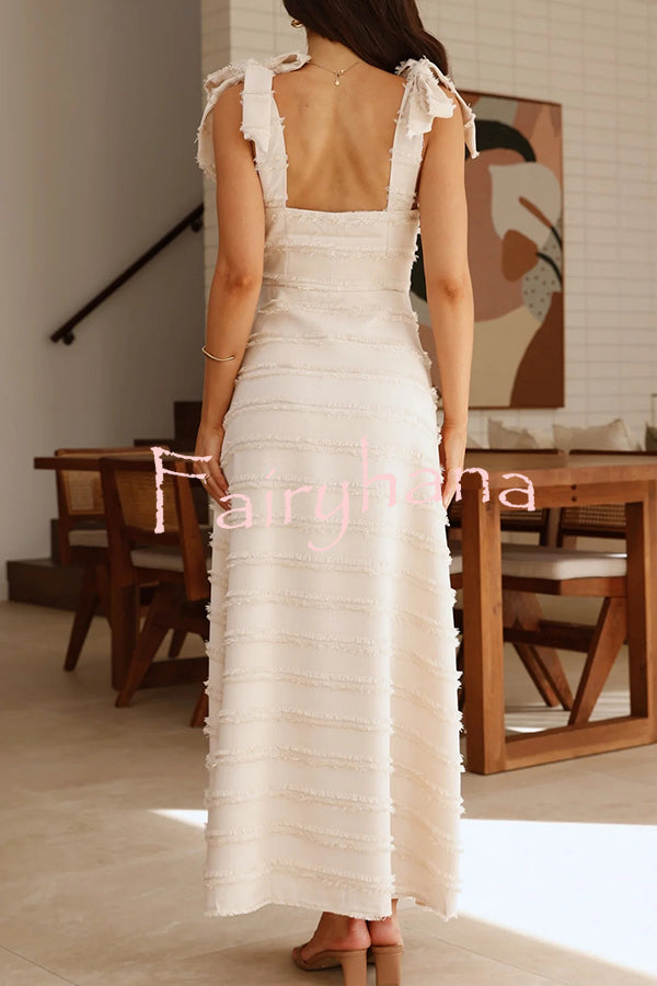 Solid Color V-neck Elegant Sling Lace Up Vacation Maxi Dress