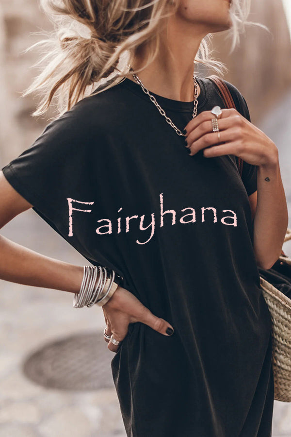 Absolutely Comfortable Cotton Blend Batwing Loose T-shirt Mini Dress