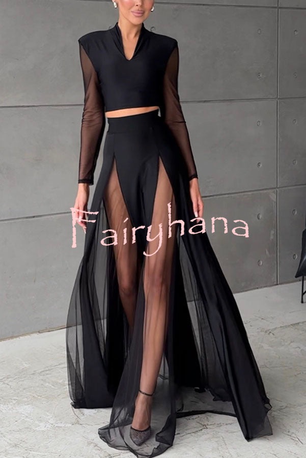 Feeling Chic Tulle Patchwork Elastic Waist A-line Maxi Skirt