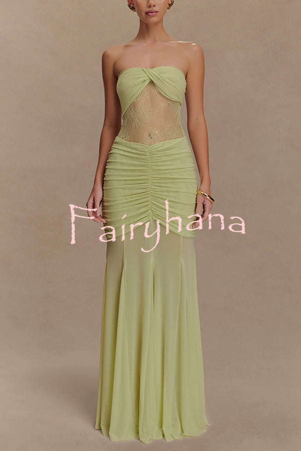 Fashion Lace Splicing Sexy Sleeveless Off-shoulder Slim Maxi Dress