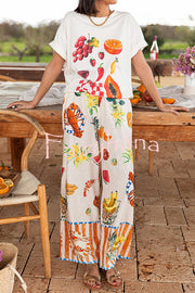 Unique Printed Round Neck Short Sleeve Loose T-Shirt