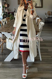 Cutest In The Room Striped V-neck Loose Slit Midi Dress