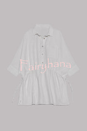 Sachin Linen Blend Adjustable Bands Pocket Oversized Shirt Mini Dress