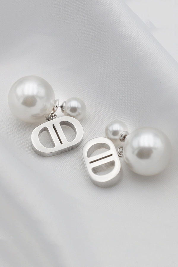 Vintage Double D Shape Pearl Earrings