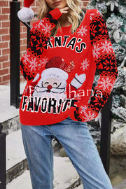 Christmas Print Crew Neck Long Sleeve Sweater