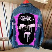 Halloween Print Long Sleeve Denim Jacket