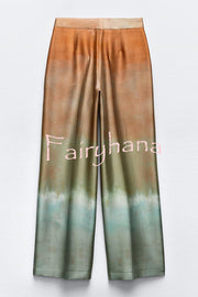 Fashion Gradient Print Casual Pocket Straight Pants