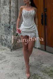 Amazing Lace Mesh Off Shoulder Slightly See Through Slim Fit Mini Dress