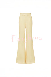 Every Occasion Crepe Panel Ruffles Strapless Top and High Rise Pocketed Flare Pants Set