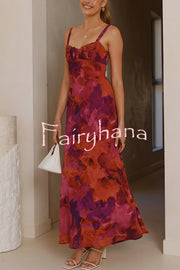 Fashion Tie-dye Backless Suspender Holiday Maxi Dress