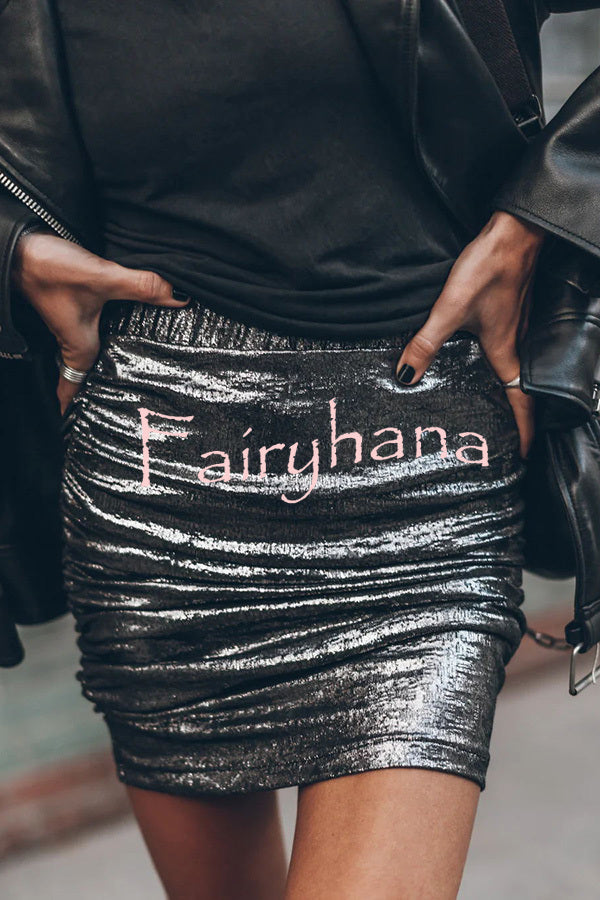 The Perfect Match Glitter Fabric Ruched Elastic Waist Mini Skirt