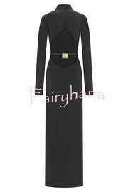Sexy Backless Long-sleeved Stretch Slim-fit Maxi Dress