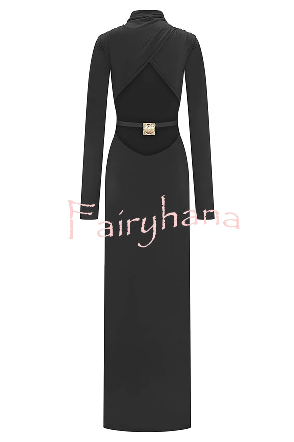 Sexy Backless Long-sleeved Stretch Slim-fit Maxi Dress