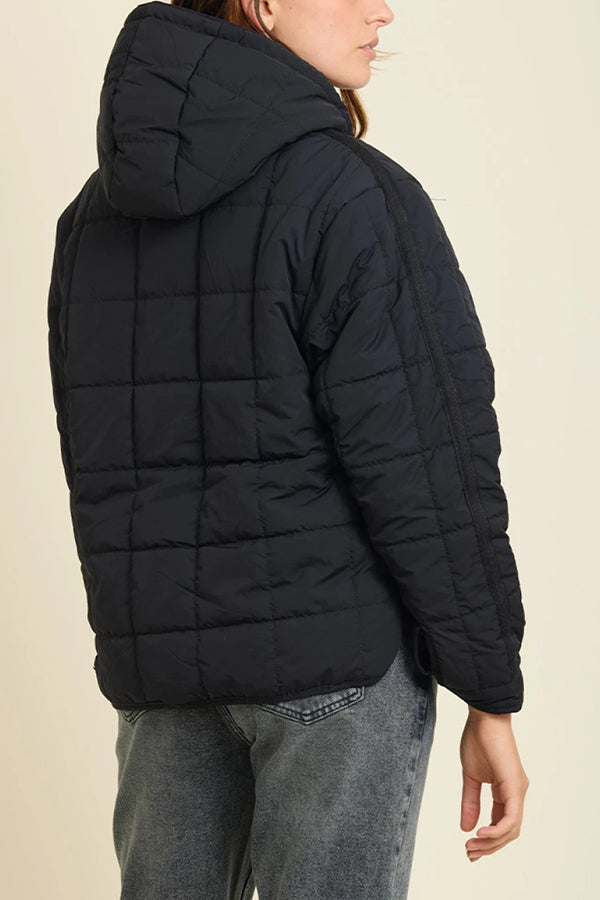 Solid Color Hooded Long-sleeved Loose Pocket Padded Top