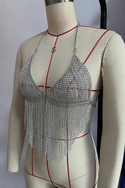 Tassel Vest Top Chain Bra Chest Chain
